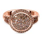 Nat&uuml;rlicher Champagner Diamant Ring 925 Silber Ros&eacute;gold Vermeil (Gr&ouml;&szlig;e 21.00) ca. 0.75 ct