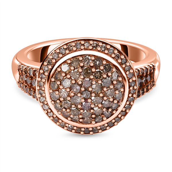 Nat&uuml;rlicher Champagner Diamant Ring 925 Silber Ros&eacute;gold Vermeil (Gr&ouml;&szlig;e 21.00) ca. 0.75 ct image number 0