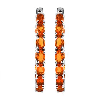 Salamanca Feueropal-Creolen, 925 Silber platiniert ca. 4.09 ct