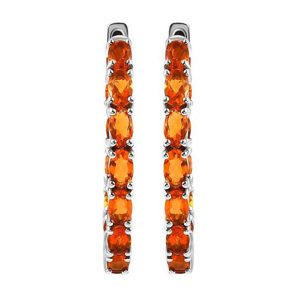 Salamanca Feueropal-Creolen, 925 Silber platiniert, ca. 4.09 ct