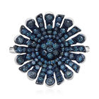 Blauer Diamant Ring, 925 Silber platiniert, (Größe 20.00) ca. 1.00 ct