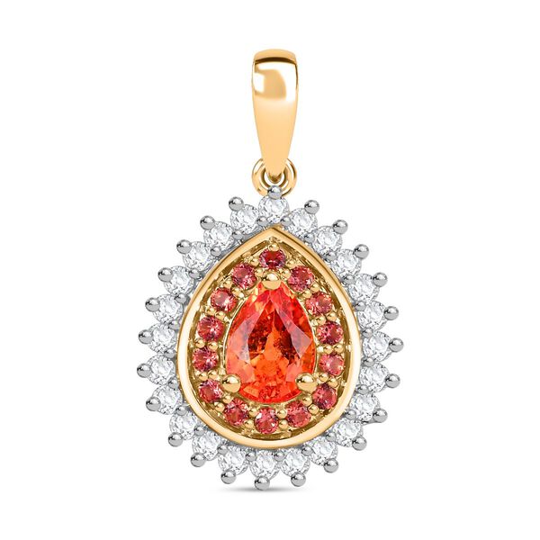 AAA Padparadscha Saphir und Diamant Anh&auml;nger in 585 Gold - 1,63 ct.