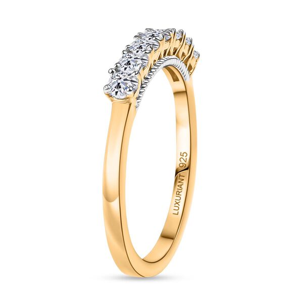 Lab Grown Diamant SI-GH Ring 925 Silber 750 Gelbgold Vermeil (Größe 17.00) ca. 0,50 ct image number 4
