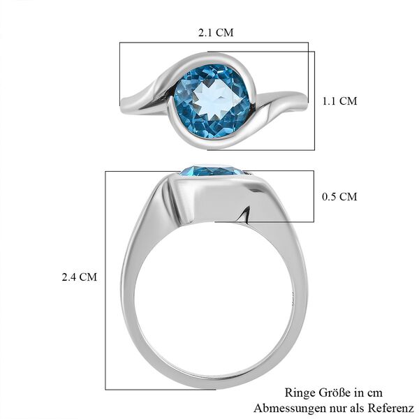 Schweizer Blautopas Ring, 925 Silber platiniert, (Gr&ouml;&szlig;e 21.00) ca. 2.38 ct image number 6