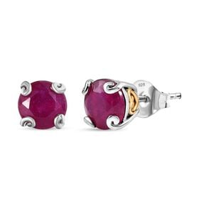 AA Afrikanischer Rubin (Fissure gefüllt) Ohrringe 925 Silber rhodiniert ca. 2,49 ct.