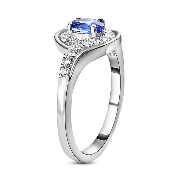 AAA Tansanit und Zirkon-Ring, 925 Silber platiniert, ca. 0.83 ct image number 5