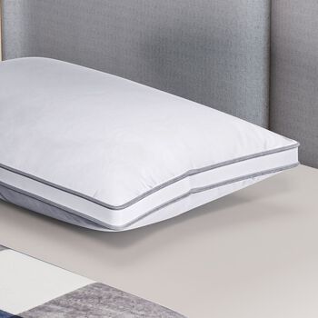 Serenity Night - Kopfkissen aus 20% langfaseriger Maulbeerseide und 80% Kunstdaunen mit antibakteriellem, antiallergischem Mikrofaserbezug, 50x70 cm