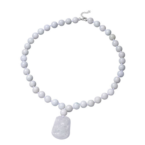 Weiße Jade Halskette 45 cm 925 Silber rhodiniert ca. 413,50 ct image number 0