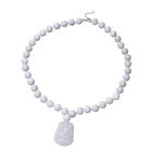 Weiße Jade Halskette 45 cm 925 Silber rhodiniert ca. 413,50 ct