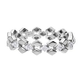 Weißer Diamant Ring, 925 Silber platiniert - 0,14 ct.
