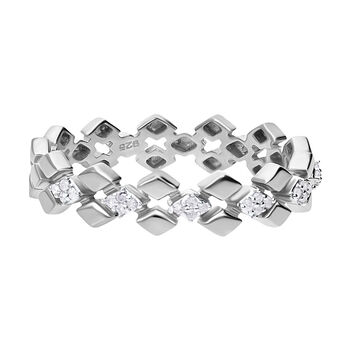 Wei&szlig;er Diamant Ring, 925 Silber platiniert - 0,14 ct.