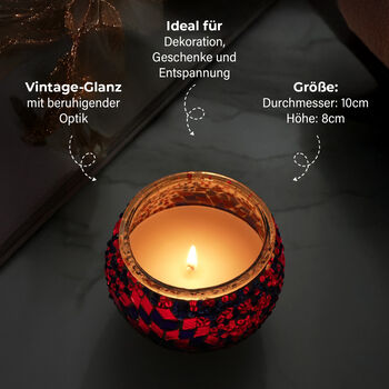 Aromatische Lavendel-Sojawachs-Duftkerze im handgefertigten Mosaikglas, 10x8 cm