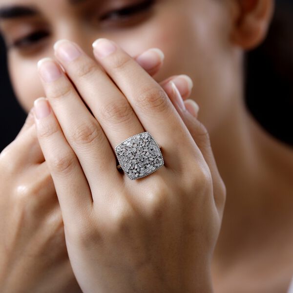 Wei&szlig;er Diamant-Cluster-Ring - 1 ct. image number 3