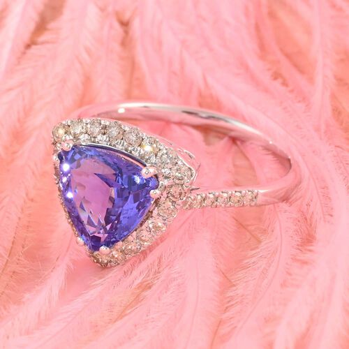 LUXORO zertifiziert und geprüft AAA Tansanit und I2 Diamant Ring in 585 Weißgold - 3,25 ct. image number 1