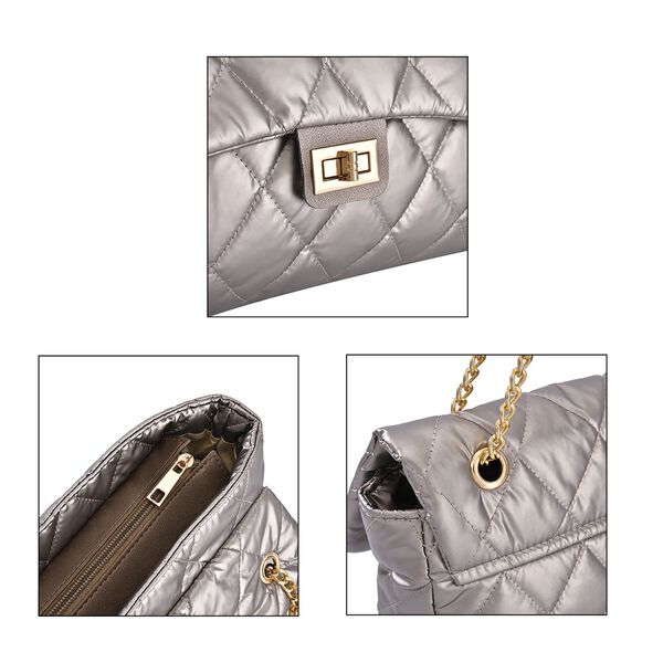 Stilvolle, gesteppte Crossbody-Tasche mit RFID Schutz, 32x23x10cm, beige image number 4