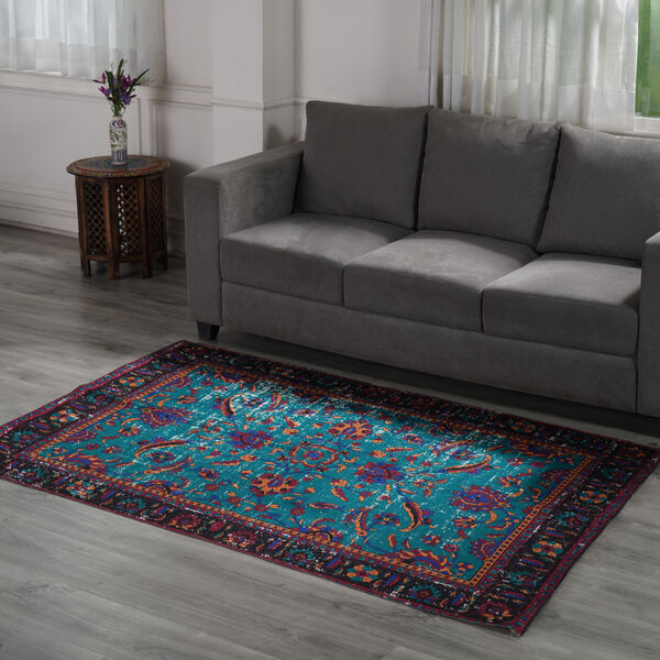 Gewebter Teppich mit Digitaldruck, Gr&uuml;n