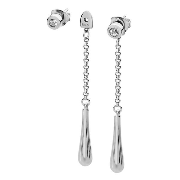 Lucy Q Drop Kollektion - Wei&szlig;e Topas Ohrringe, 925 Silber rhodiniert