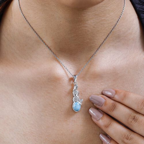 Larimar Anhänger 925 Silber platiniert ca. 2.03 ct image number 1