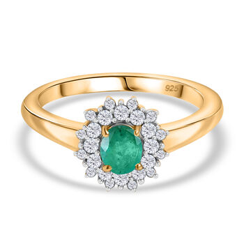 Smaragd und Moissanit Ring - 0,61 ct.