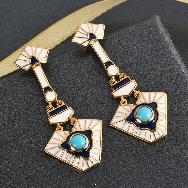 Nat&uuml;rliche Sleeping Beauty T&uuml;rkis emaillierte Solit&auml;r-Ohrh&auml;nger in Silber, 0,36 ct. image number 2