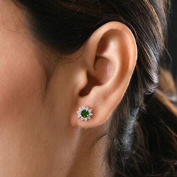 Nat&uuml;rliche Chromdiopsid und Zirkon-Ohrstecker - 1,15 ct.