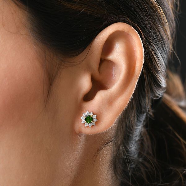 Nat&uuml;rliche Chromdiopsid und Zirkon-Ohrstecker - 1,15 ct. image number 3