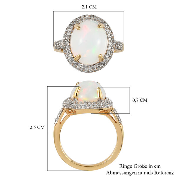 Natürlicher, äthiopischer Opal und Zirkon-Ring, 925 Silber Gelbgold Vermeil  ca. 4,08 ct image number 7