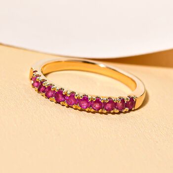 AA Afrikanischer Rubin (Fissure gef&uuml;llt) Ring 925 Silber 585 Vergoldet (Gr&ouml;&szlig;e 17.75) ca. 0.50 ct