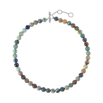 AAA Chrysokoll, Roter Granat Halskette ca. 50 cm 925 Silber rhodiniert ca. 388.09 ct