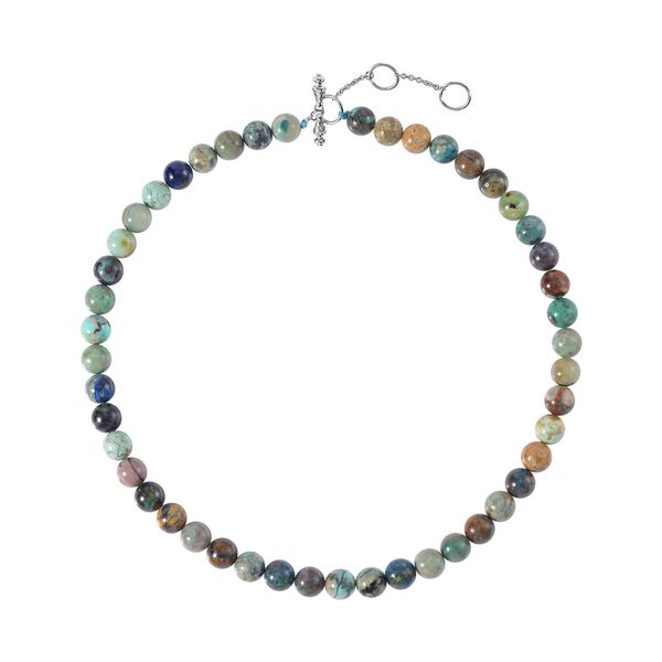 AAA Chrysokoll, Roter Granat Halskette ca. 50 cm 925 Silber rhodiniert ca. 388.09 ct