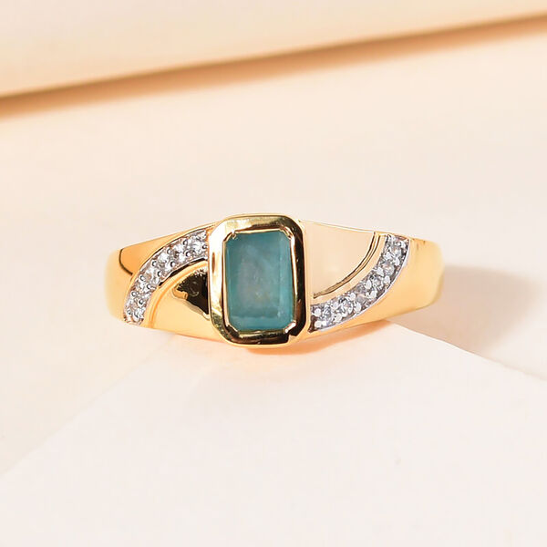 Grandidierit und Zirkon-Ring, 925 Silber vergoldet  ca. 0,73 ct image number 2