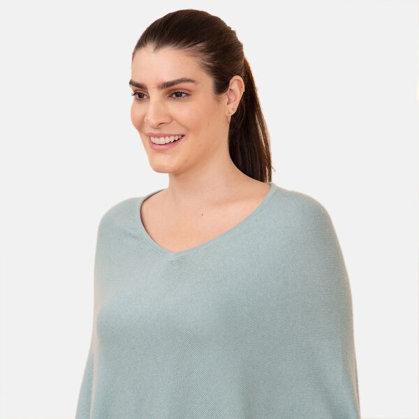 LA MAREY Superweicher Pashmina Poncho, Einheitsgr&ouml;&szlig;e Graugr&uuml;n&nbsp; image number 6