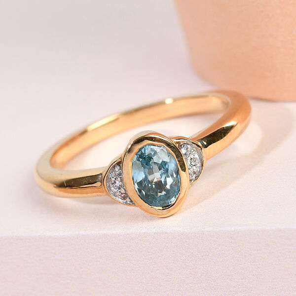Kambodschanischer blauer Zirkon Ring 925 Silber vergoldet  ca. 0,77 ct image number 2
