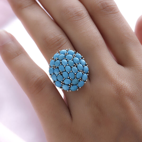 Amerikanischer, natürlicher Sleeping Beauty Türkis-Ring, 925 Silber platiniert  ca. 5,02 ct image number 3