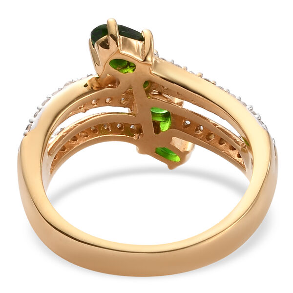 Nat&uuml;rlicher Chromdiopsid und Zirkon Ring 925 Silber vergoldet  ca. 1,38 ct image number 6