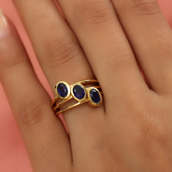 Masoala Saphir Trilogie-Ring, 925 Silber vergoldet, 1,77 ct. image number 3