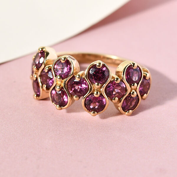 Rhodolith Granat Ring 925 Silber vergoldet  ca. 2,98 ct image number 2