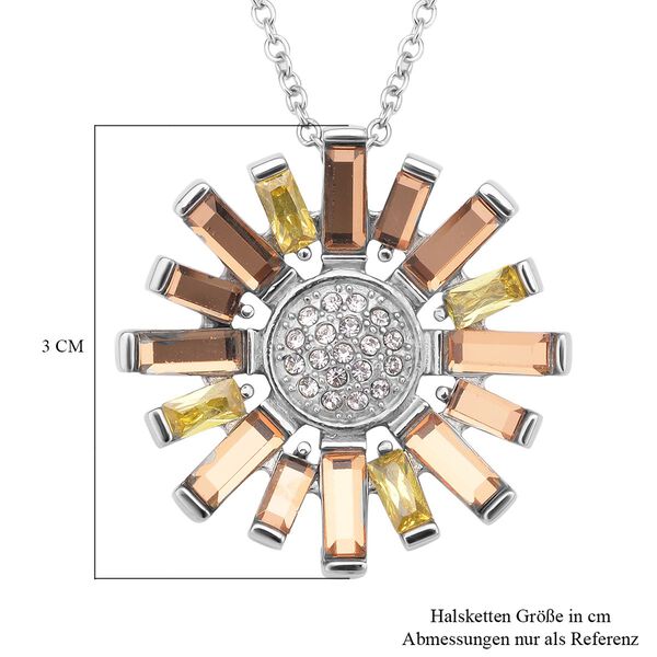 Gelber, weißer und champagnerfarbener Kristall-Anhänger mit Kette - 10 ct. image number 7