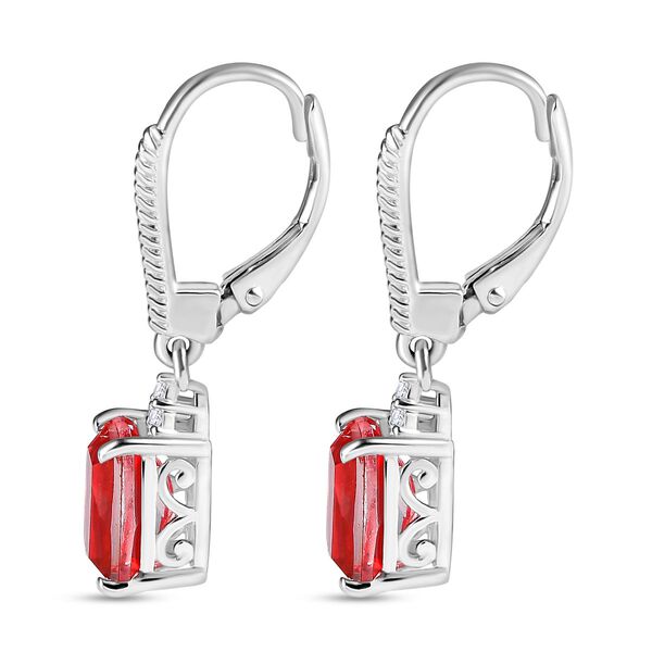 Lachs-Quarz Triplette, Wei&szlig;er Zirkon Ohrringe 925 Silber ca. 3.42 ct image number 4