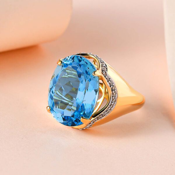 Himmelblauer Topas und Zirkon-Ring - 12,54 ct. image number 1