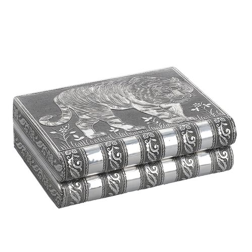 Handgefertigtes, Aluminium-Schmuckkästchen, silber, Tigerprägung image number 0