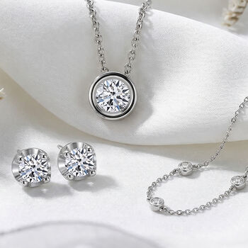 LUXURIANT DIAMOND- Labor Diamant Schmuckset, 925 Silber platiniert