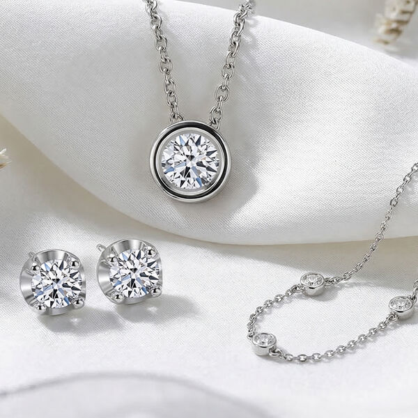 LUXURIANT DIAMOND- Labor Diamant Schmuckset, 925 Silber platiniert image number 1