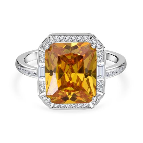 Lustro Stella Gelber Zirkonia, Weißer Zirkonia Ring 925 Silber rhodiniert (Größe 21.00) image number 0