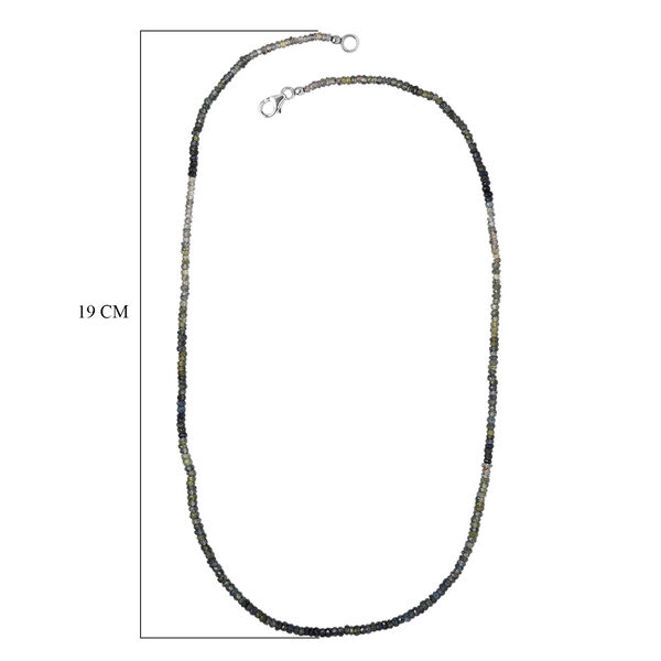 Nat&uuml;rliche Parti-Saphir-Halskette, 50 cm, 925 Silber platiniert, 49,00 ct. image number 6