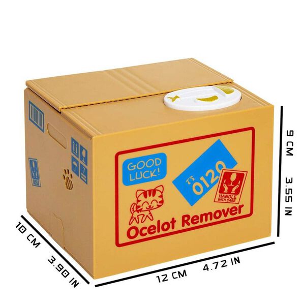 Münzstehlende Katze Spardose, Größe 12x10x9 cm, 2xAA (Batterien nicht inkl.) image number 2