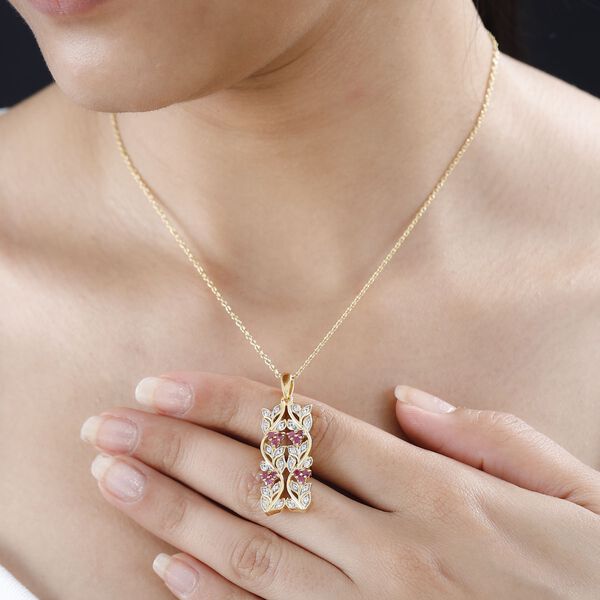 ALLORO AA afrikanischer Rubin und Zirkon-Anh&auml;nger mit 45cm Kette - 0,88 ct. image number 3