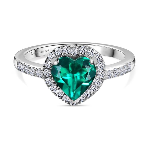 AAA Lab Created Kolumbianischer Smaragd, Lab Grown Diamant Ring 925 Silber rhodiniert (Größe 21.00) ca. 1,89 ct image number 0