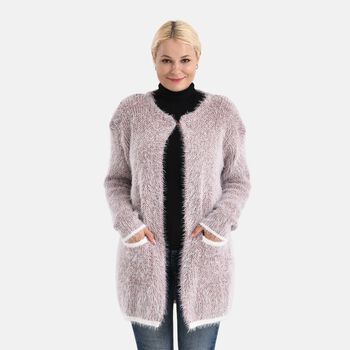 Kuschelweicher, langer &Uuml;bergangs-Cardigan mit 2 Taschen, gestrickt, Braun