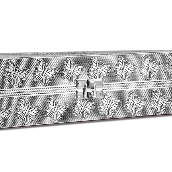 Handgefertigte, oxidierte Schmuckschatulle mit Schmetterling-Pr&auml;gung, 38x20x7,6 cm, Silber image number 6